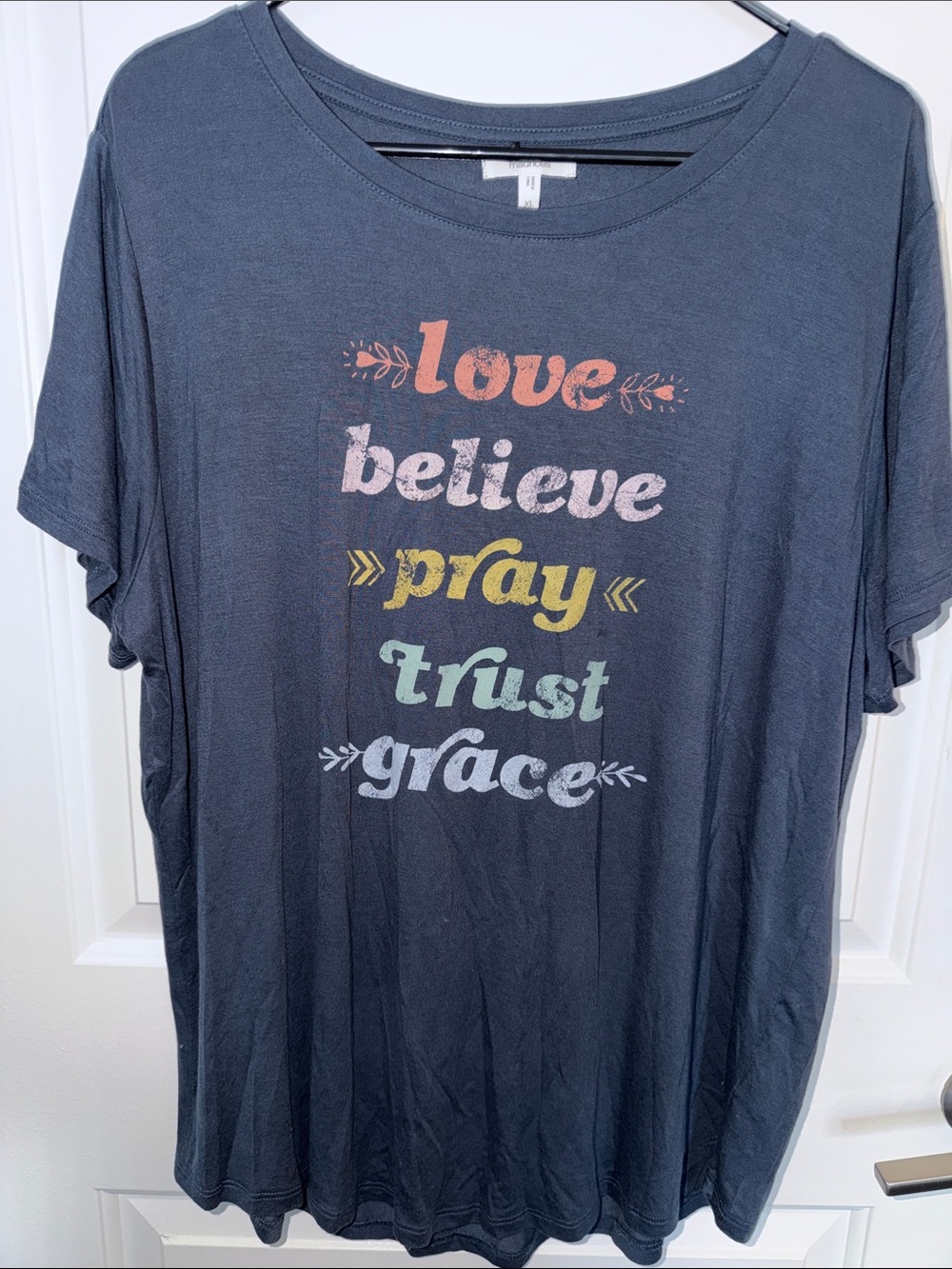 Maurices Graphic Tee with 'love believe pray trust grace' - Blue
